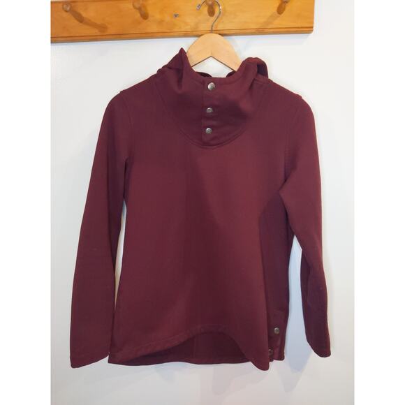 Women's The North Face Burgundy Fleece Hooded Pullover Medium Fall Gorpcore - Picture 1 of 10